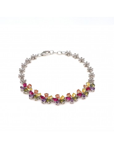Sølv blomster armbånd med...