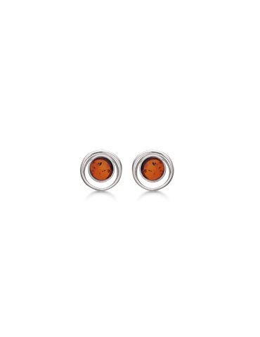 Sølv ørestikker med rav